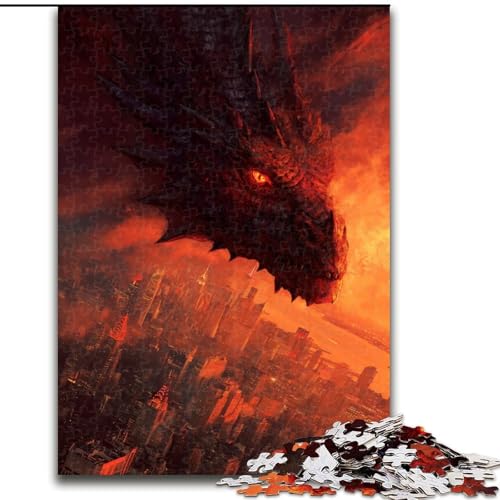 Puzzle für Teenager, 1000 Teile, Fantasy-Drache, Familienunterhaltungsspielzeug, ganze Familie, ab 14 Jahren (Größe 50x75cm) von MLADSOEHK