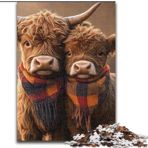 Puzzle für Teenager, 1000 Teile, Highland Cow, Spielzeug, Lernspiele, Stressabbau, Eltern-Kind-Interaktion (Größe 50x75cm) von MLADSOEHK