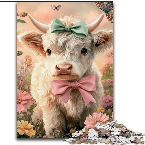 Puzzle für Teenager, 1000 Teile, Hochlandkuh, Familienunterhaltungsspielzeug, ganze Familie, ab 14 Jahren (Größe 50x75cm) von MLADSOEHK