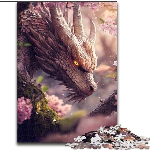 Puzzle für Teenager, 1000 Teile, Kirschblüten-Drache, Spielzeug, Lernspiele, Stressabbau, Eltern-Kind-Interaktion (Größe 50x75cm) von MLADSOEHK