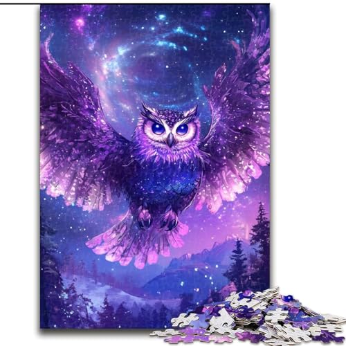 Puzzle für Teenager, 1000 Teile, Lila Eule, Spiele, Spielzeug, Geschenk, einzigartige Geburtstags- und Geschenkideen für Kinder ab 14 Jahren (Größe 50x75cm) von MLADSOEHK