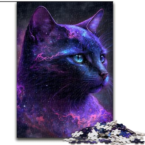 Puzzle für Teenager, 1000 Teile, Lila Galaxiekatze, Familienunterhaltungsspielzeug, ganze Familie, für Kinder ab 14 Jahren (Größe 26x38cm) von MLADSOEHK