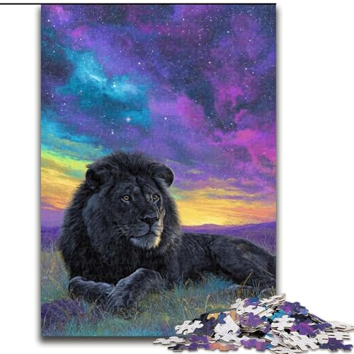 Puzzle für Teenager, 1000 Teile, Löwe auf der Wiese, Familienunterhaltungsspielzeug, ganze Familie, ab 14 Jahren (Größe 26x38cm) von MLADSOEHK