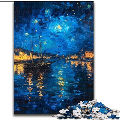 Puzzle für Teenager, 1000 Teile, Puzzle Boot unter dem Nachthimmel, Spielzeug, Lernspiele, Stressabbau, Eltern-Kind-Interaktion (Größe 50x75cm) von MLADSOEHK