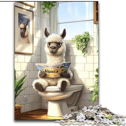 Puzzle für Teenager, 1000 Teile, Schaf auf der Toilette, Familienunterhaltungsspielzeug, ganze Familie, ab 14 Jahren (Größe 50x75cm) von MLADSOEHK