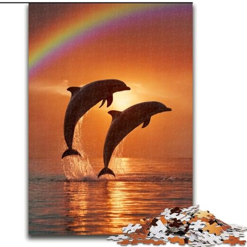 Puzzle für Teenager, 1000 Teile, Springender Delfin, Familienunterhaltungsspielzeug, ganze Familie, ab 14 Jahren (Größe 50x75cm) von MLADSOEHK