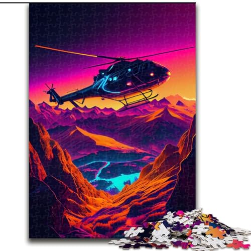 Puzzle für Teenager, 1000 Teile, Synthwave-Helikopter, Familienunterhaltungsspielzeug, ganze Familie, ab 14 Jahren (Größe 26x38cm) von MLADSOEHK