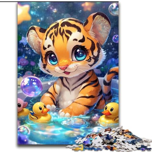 Puzzle für Teenager, 1000 Teile, Tigerbaby, Familienunterhaltungsspielzeug, ganze Familie, für Kinder ab 14 Jahren (Größe 26x38cm) von MLADSOEHK