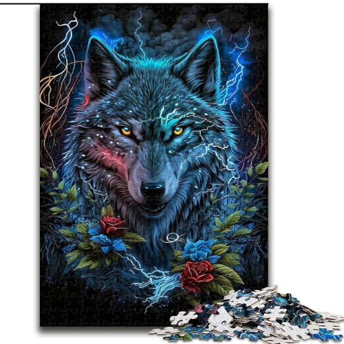 Puzzle für Teenager, 1000 Teile, Wolf im Mandala-Dschungel, Familienunterhaltungsspielzeug, ganze Familie, ab 14 Jahren (Größe 50x75cm) von MLADSOEHK