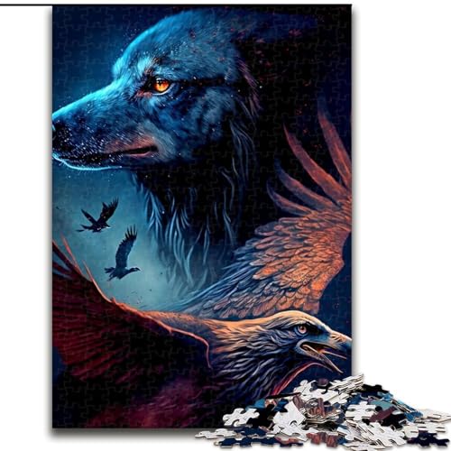 Puzzle für Teenager, 1000 Teile, Wolf und Adler, Familienunterhaltungsspielzeug, ganze Familie, ab 14 Jahren (Größe 26x38cm) von MLADSOEHK