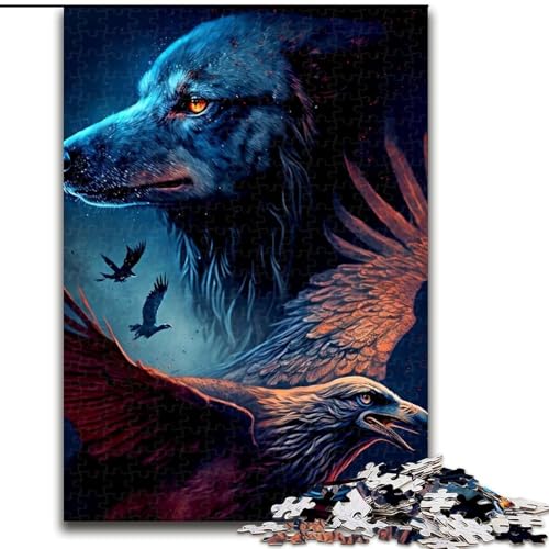 Puzzle für Teenager, 1000 Teile, Wolf und Adler, Spielzeug, Lernspiele, Stressabbau, Eltern-Kind-Interaktion (Größe 50x75cm) von MLADSOEHK