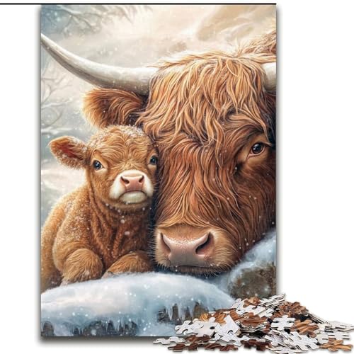 Puzzle für Teenager, 1000 Teile, Yak, Familienunterhaltungsspielzeug, ganze Familie, ab 14 Jahren (Größe 50x75cm) von MLADSOEHK