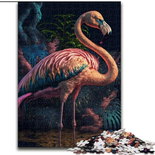 Puzzle für Teenager, 1000 Teile, bunter Flamingo, Familienunterhaltungsspielzeug, ganze Familie, ab 14 Jahren (Größe 50x75cm) von MLADSOEHK