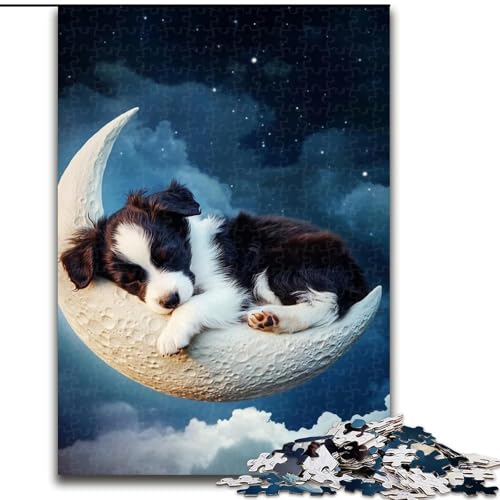 Puzzle für Teenager, 1000 Teile, schlafender Border Collie, Familienunterhaltungsspielzeug, ganze Familie, ab 14 Jahren (Größe 26x38cm) von MLADSOEHK