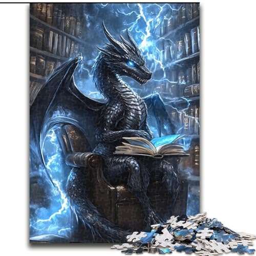 Puzzle für Teenager, 1000-teiliges Puzzle, Drache liest EIN Buch, Spielzeug, Lernspiele, Stressabbau, Eltern-Kind-Interaktion (Größe 50x75cm) von MLADSOEHK