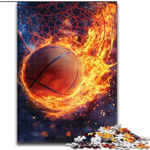 Puzzle für Teenager, 1000-teiliges Puzzle, Flammen-Basketball, Spielzeug, Lernspiele, Stressabbau, Eltern-Kind-Interaktion (Größe 26x38cm) von MLADSOEHK