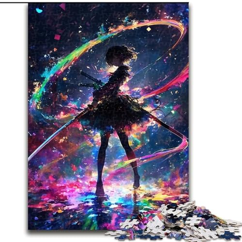 Puzzle für Teenager, 1000-teiliges Puzzle, Japanisches Anime-Mädchen, Spielzeug, Lernspiele, Stressabbau, Eltern-Kind-Interaktion (Größe 50x75cm) von MLADSOEHK