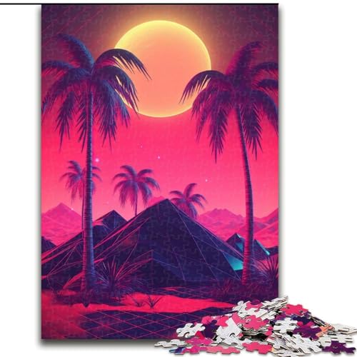 Puzzle für Teenager, 1000-teiliges Puzzle, Synthwave Sunset Melodies, Spielzeug, Lernspiele, Stressabbau, Eltern-Kind-Interaktion (Größe 50x75cm) von MLADSOEHK