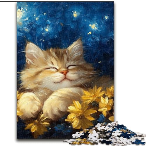 Puzzle für Teenager, 1000-teiliges Puzzle, schlafende Katze, Spielzeug, Lernspiele, Stressabbau, Eltern-Kind-Interaktion (Größe 26x38cm) von MLADSOEHK