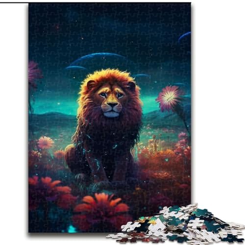 Puzzle mit 1000 Teilen für Erwachsene, Blumen-Löwe auf dem Mars, anspruchsvolles Denkspiel, Familienaktivität, Heimdekoration, (Größe: 26x38cm) von MLADSOEHK