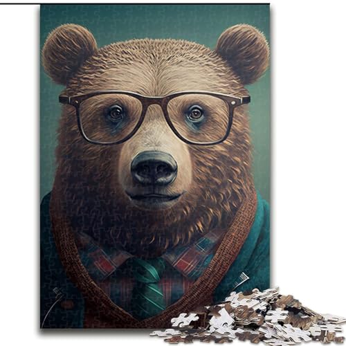 Puzzle mit 1000 Teilen für Erwachsene, Hipster-Bär in Kleidung, anspruchsvolles Denkspiel, Familienaktivität, Heimdekoration, (Größe: 50x75cm) von MLADSOEHK