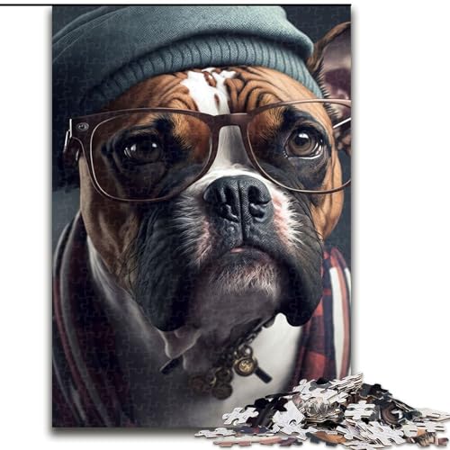 Puzzle mit 1000 Teilen für Erwachsene, Hipster-Hund in Kleidung, anspruchsvolles Denkspiel, Familienaktivität, Heimdekoration, (Größe: 26x38cm) von MLADSOEHK