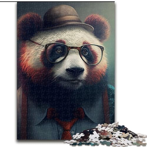 Puzzle mit 1000 Teilen für Erwachsene, Hipster-Panda in Kleidung, anspruchsvolles Denkspiel, Familienaktivität, Heimdekoration, (Größe: 26x38cm) von MLADSOEHK