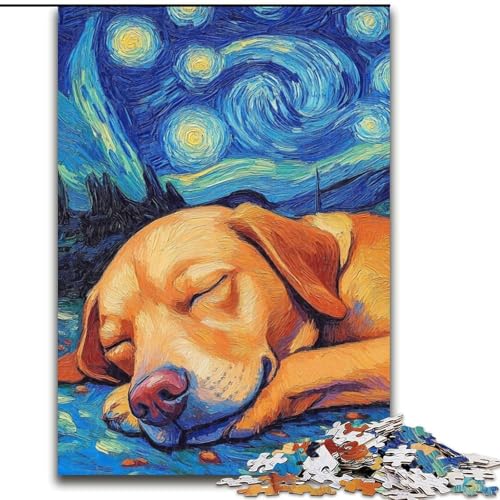 Puzzle mit 1000 Teilen für Erwachsene, Labrador-Nachthimmel-Puzzle, anspruchsvolles Denkspiel, Familienaktivität, Heimdekoration, (Größe: 26x38cm) von MLADSOEHK