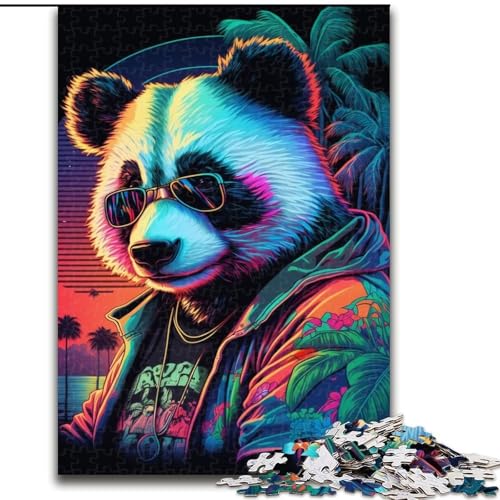 Puzzle mit 1000 Teilen für Erwachsene, Neon-Panda-Puzzle, anspruchsvolles Denkspiel, Familienaktivität, Heimdekoration, (Größe: 26x38cm) von MLADSOEHK