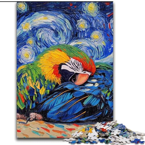 Puzzle mit 1000 Teilen für Erwachsene, Papageien-Nachthimmel-Puzzle, anspruchsvolles Denkspiel, Familienaktivität, Heimdekoration, (Größe: 26x38cm) von MLADSOEHK