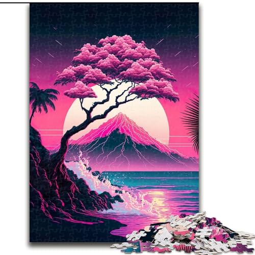 Puzzle mit 1000 Teilen für Erwachsene, Vaporwave Beach Jigsaw, Denkspiel für Teenager, Familienspieleabend (Größe: 26x38cm) von MLADSOEHK