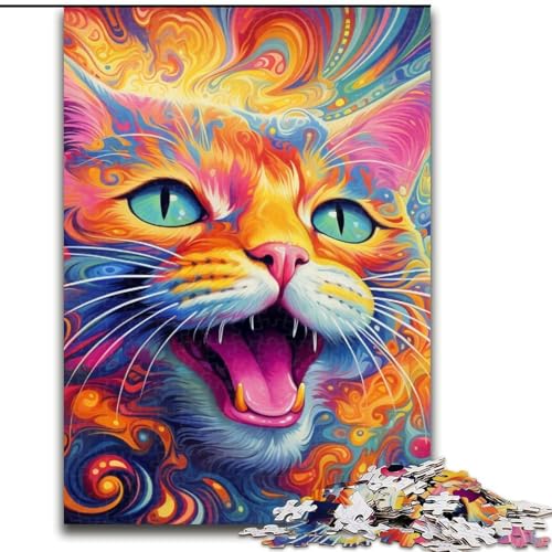 Puzzle mit 1000 Teilen für Erwachsene, farbenfrohe Kunstkatze aus Holz, EIN tolles Geschenk für Familienspaß, 50x75cm, Denksportaufgabe, Spiel für Erwachsene, interaktive Familienaktivität Puzzle mit 1000 Teilen für Erwachsene, farbenfrohe Kunstkatze aus Holz, EIN tolles Geschenk für Familienspaß, 50x75cm, Denksportaufgabe, Spiel für Erwachsene, interaktive Familienaktivität von MLADSOEHK