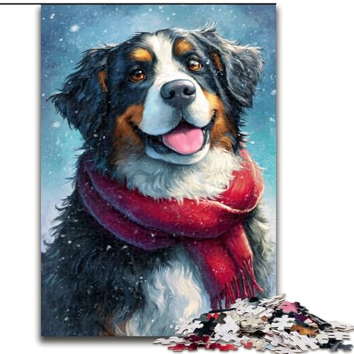 Puzzle mit 1000 Teilen für Jugendliche, Berner Sennenhund, anspruchsvoll und schwierig mit vollständig ineinandergreifenden, zufällig geformten Teilen (Größe 50x75cm) von MLADSOEHK