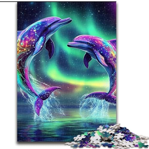 Puzzle mit 1000 Teilen für Teenager, Geschenke, Aurora-Delfin, hilft dem Gehirn, süchtig machendes Spielzeug zu trainieren, um Geduld zu fördern und das Gedächtnis zu verbessern (Größe 26x38cm) von MLADSOEHK