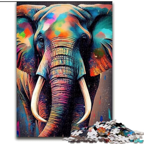 Puzzle mit 1000 Teilen für Teenager, Geschenke, Elefant, Pop-Art-Tier, Spielspielzeug, jedes Teil ist einzigartig – anspruchsvolles Familienspiel für 14-Jährige (Größe 26x38cm) von MLADSOEHK