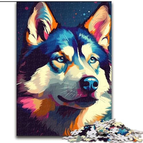 Puzzle mit 1000 Teilen für Teenager, Geschenke für Husky-Hunde, Spielspielzeug, jedes Teil ist einzigartig – anspruchsvolles Familienspiel für 14-Jährige (Größe 26x38cm) von MLADSOEHK
