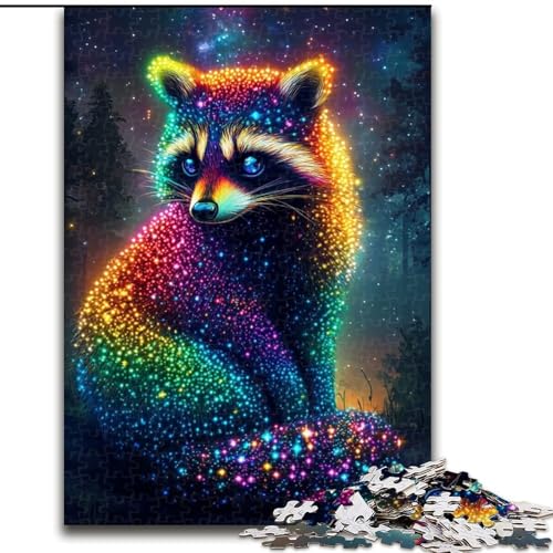 Puzzle mit 1000 Teilen für Teenager, Geschenke: Neon-Waschbär, hilft dem Gehirn, süchtig machendes Spielzeug zu trainieren, um Geduld zu fördern und das Gedächtnis zu verbessern (Größe 50x75cm) von MLADSOEHK