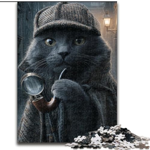 Puzzle mit 1000 Teilen für Teenager, Katze aus Einer aristokratischen Familie, anspruchsvoll und schwierig mit vollständig ineinandergreifenden, zufällig geformten Teilen (Größe 26x38cm) von MLADSOEHK