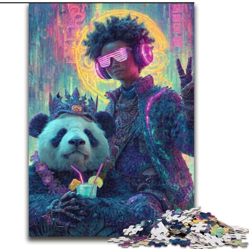 Puzzle mit 1000 Teilen für Teenager, Panda-Kunst, Spiele, Spielzeug, Geschenk, einzigartige Geburtstags- und Geschenkideen für Kinder ab 14 Jahren (Größe 26x38cm) von MLADSOEHK