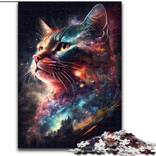 Puzzle mit 1000 Teilen für Teenager, Weltraumkatze, für Kinder ab 14 Jahren, jedes Teil ist einzigartig – lustiges und herausforderndes Spiel für die ganze Familie, tolles Geschenk (Größe 50x75cm) von MLADSOEHK