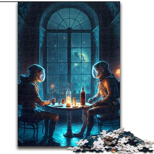 Puzzle mit 1000 Teilen für Teenager,Astronauten in einem Schloss,für Kinder ab 14 Jahren Jedes Teil ist einzigartig – lustiges und herausforderndes Spiel für die ganze Familie Tolles Geschenk 26x38cm von MLADSOEHK