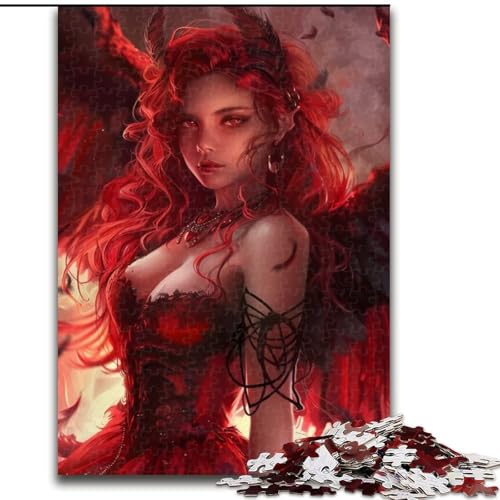 Puzzle mit 1000 Teilen für Teenager,schöne Dämonin mit Flügeln,für Kinder ab 14 Jahren Jedes Teil ist einzigartig – lustiges und herausforderndes Spiel für die ganze Familie Tolles Geschenk 50x75cm von MLADSOEHK