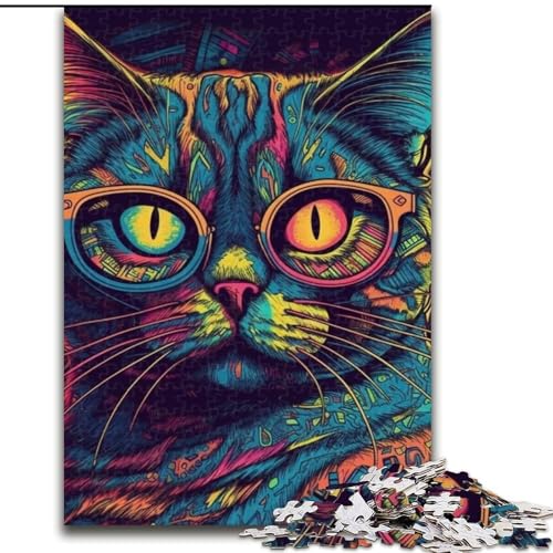 Puzzles für Teenager, 1000 Teile, Bunte Katze, Spiele, Spielzeug, Geschenk, einzigartige Geburtstags- und Geschenkideen für Kinder ab 14 Jahren (Größe 50x75cm) von MLADSOEHK