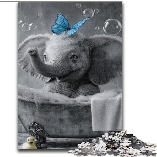 Puzzles für Teenager, 1000 Teile, Elefant und Blauer Schmetterling, Spiele, Spielzeug, Geschenk, einzigartige Geburtstags- und Geschenkideen für Kinder ab 14 Jahren (Größe 26x38cm) von MLADSOEHK