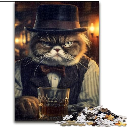Puzzles für Teenager, 1000 Teile, Gentleman Grumpy Cat, Spiele, Spielzeug, Geschenk, einzigartige Geburtstags- und Geschenkideen für Kinder ab 14 Jahren (Größe 26x38cm) von MLADSOEHK