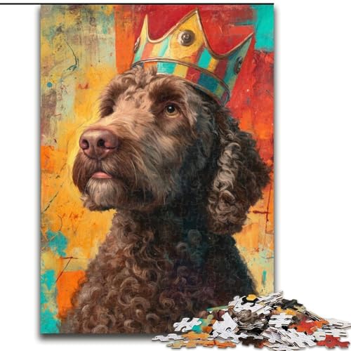 Puzzles für Teenager, 1000 Teile, Hund mit Krone, für Lernspiele, Herausforderungsspielzeug, einzigartige Heimdekoration und Geschenke (Größe 26x38cm) von MLADSOEHK
