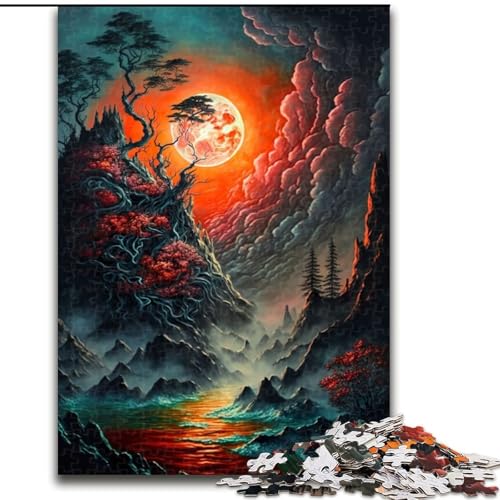 Puzzles für Teenager, 1000 Teile, Misty Lunar Eclipse, für Lernspiele, Herausforderungsspielzeug, einzigartige Heimdekoration und Geschenke (Größe 50x75cm) von MLADSOEHK