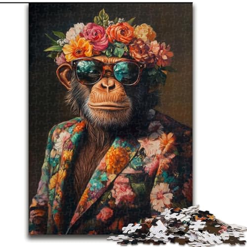 Puzzles für Teenager, 1000 Teile, Schimpanse im Anzug, für Lernspiele, Herausforderungsspielzeug, einzigartige Heimdekoration und Geschenke (Größe 26x38cm) von MLADSOEHK