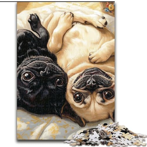 Puzzles für Teenager, 1000 Teile, Zwei Möpse, Spiele, Spielzeug, Geschenk, einzigartige Geburtstags- und Geschenkideen für Kinder ab 14 Jahren (Größe 50x75cm) von MLADSOEHK