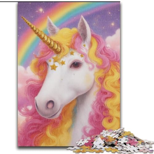 Puzzles für Teenager, 1000 Teile, rosa Einhorn, für Lernspiele, Herausforderungsspielzeug, einzigartige Heimdekoration und Geschenke (Größe 26x38cm) von MLADSOEHK